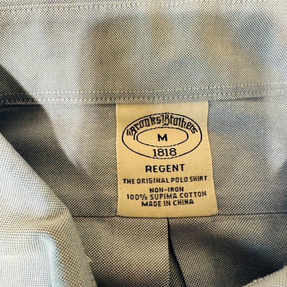 Brooks Brothers Regent Fit Size Medium Button Up Dress Shirt Blue - Picture 4 of 10
